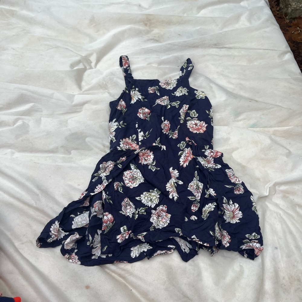 Charming Floral Kids Dress in Navy